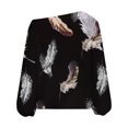 thumbnail image 5 of Mujer Casual elegante manga acampanada un hombro pulóver estampado manga larga un hombro Top camisa Fridja  czfsfas5914, 5 of 5