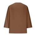 thumbnail image 5 of QHFBli Linen Shirts for Women Loose 3/4 Sleeve Lace V Neck Tops Casual Western Three Quarter Sleeve Tops Boho Fashion, 5 of 5