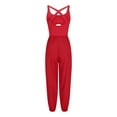 thumbnail image 4 of jjayotai Jumpsuits for Women, Casual Summer Fall Rompers Sleeveless Loose Strap Baggy Overalls Yoga Harem Jumpers with Pockets Red L, 4 of 5