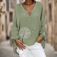 thumbnail image 4 of Gibobby Blusa Mujer Estampado floral Tallas grandes Blusa suelta con cuello en V Manga casual Camisa de mujer Blusa larga de mujer（Verde， XXXXL), 4 of 5