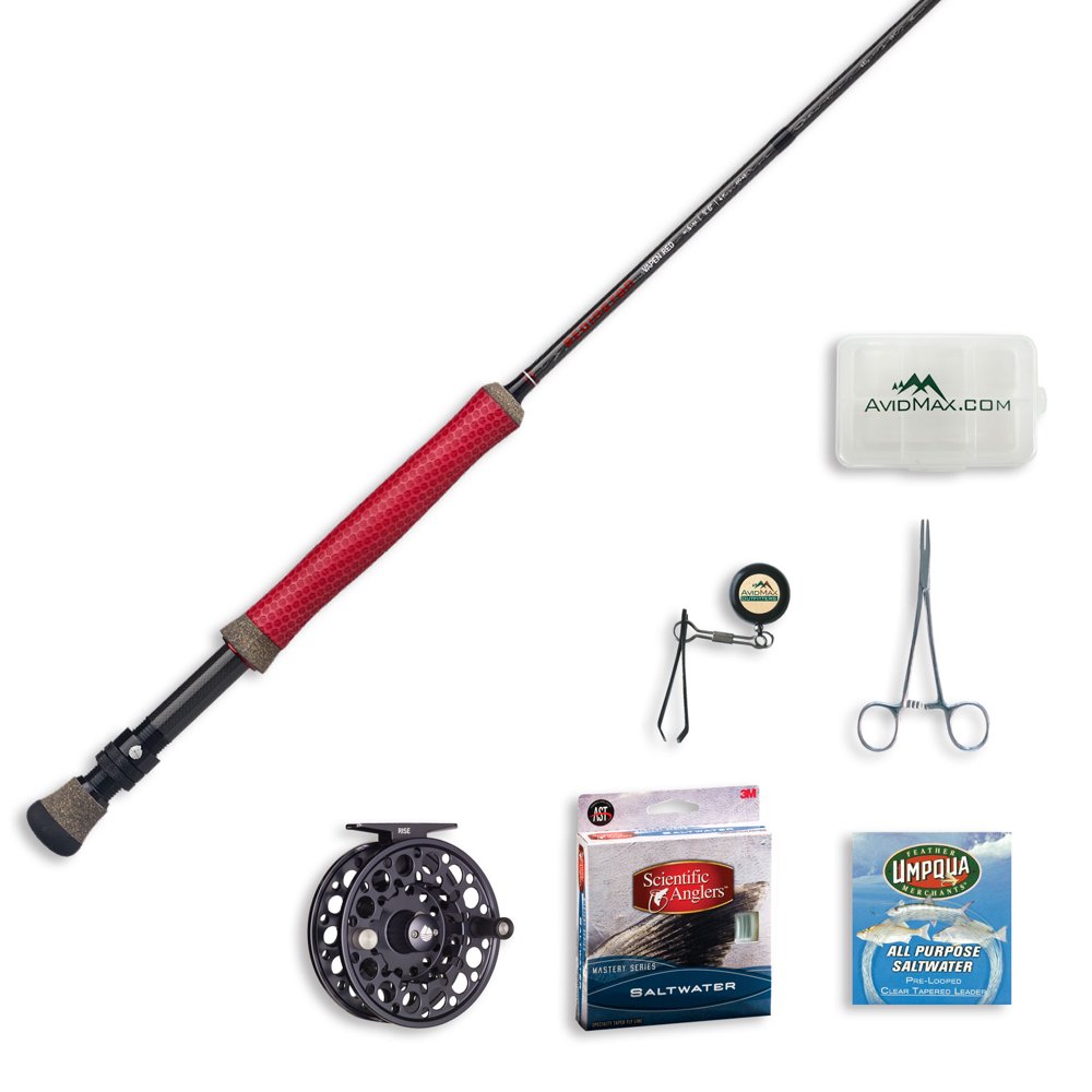 Redington Vapen Red Fly Rod and Rise II Reel Saltwater Outfit with Rod Case