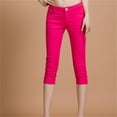 thumbnail image 6 of AILIYIL Women'S Cotton Blend Capri Jeggings Stretchy Skinny Pants Jeans Leggings (Hot Pink,XL), 6 of 7