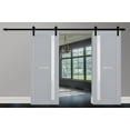 thumbnail image 3 of Sturdy Double Barn Door with Frosted Glass | Veregio 7288 Matte Grey | 13FT Rail Hangers Heavy Set | Solid Panel Interior Doors-36" x 84" (2* 18x84)-Black Rail, 3 of 6