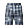 thumbnail image 4 of HKYNLAG Men's Plaid Shorts Knee Length Casual Elastic Waist Drawstring Bermuda Shorts for Lounge Summer Beach Shorts Navy 5XL, 4 of 5