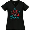 thumbnail image 3 of Inktastic Let It Snow, Snowflakes, Christmas - Red Blue Gray Women's Plus Size V-Neck T-Shirt, 3 of 5