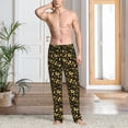thumbnail image 2 of Pofeuu glod Skull snake bird Print Men's Pajama Pants, Soft Lounge Pajama Pants with big pockets for Men Plaid Pj Bottoms-Medium, 2 of 6