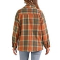 thumbnail image 3 of INSPIRE CHIC Women's Casual Drop Shoulder Loose Plaids Shirt Orange L, 3 of 6