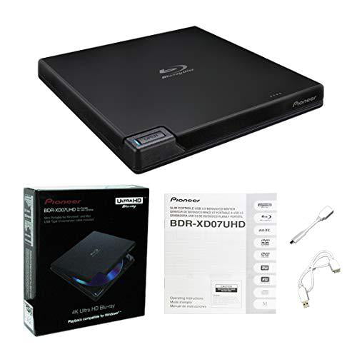 Pioneer BDR-XD07UHD 4K Blu-Ray Portable Burner & DVD Player - 6X 