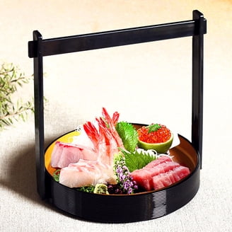 OLYCRAFT 6-Tier Wood Sushi Serving Tray - Rotating Display Stand For Sashimi & Appetizers
