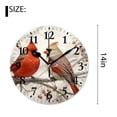 thumbnail image 2 of 14 Inch Wall Clock Battery Operated Silent Clock Decorative for Office, Kitchen, Outdoor, Living Room，Winter Red Color Birds Snow Picture, 2 of 4