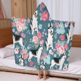 thumbnail image 5 of Husky Dog Flower Floral Hooded Bath Towel，60"x35" for Ages 3 To 12 Kids, Quick Dry Lightweight Soft Microfiber Hood Beach Towel Cover Up for Kids, 5 of 7