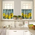 thumbnail image 2 of Rod Pocket Window Valances, Rustic Sunflower Kitchen Short Curtain Valance Windows Treatment Drapes Sets, Yellow Floral Blooming Kitchen Curtains for Farmhouse Living Room Bedroom 54x24 Inch, 3 Piece, 2 of 4