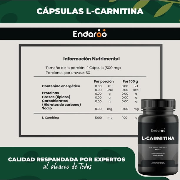 vinagre de manzana con l carnitina Vinagre de Manzana con L-Carnitina 60 Cápsulas Endaroo | Pack 2 Frascos Sin Aditivos