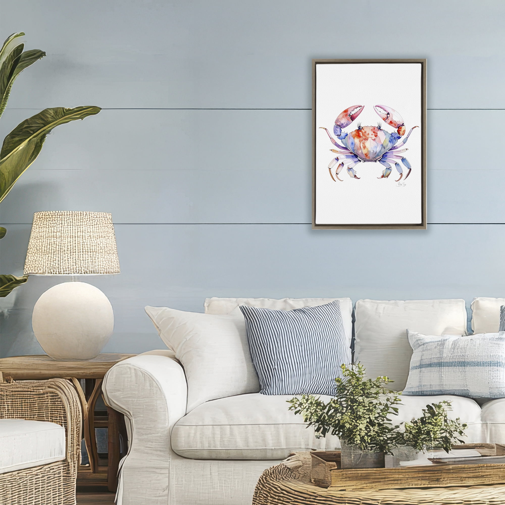 Stupell Industries Tide Dancer Crab Brown Framed Floater Canvas Wall Art, design by Shelly Craig