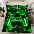thumbnail image 2 of Erosebridal Gamer Gamepad Sheet Set Twin, Geometry Stripe Bedding Sets Twin Size, Game Lover Twin Sheet Sets, Microfiber Room Decorative, 3-Piece, 2 of 6