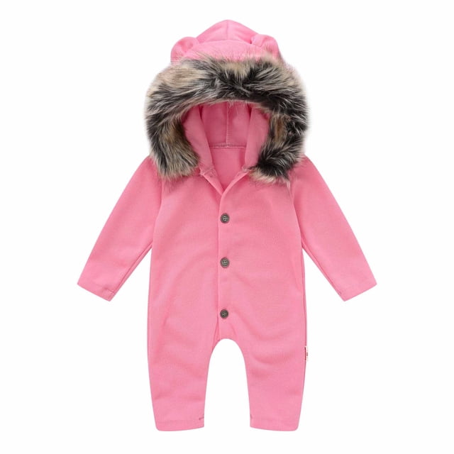 IROINID en Solde Grenouillère pour Bébé à Manches Longues de Printemps et Combinaison à Capuchon pour Nourrisson avec Col, Pink