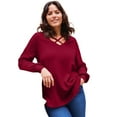 thumbnail image 2 of Avenue Women's Plus Size V-Neck Criss-Cross Top, 2 of 2
