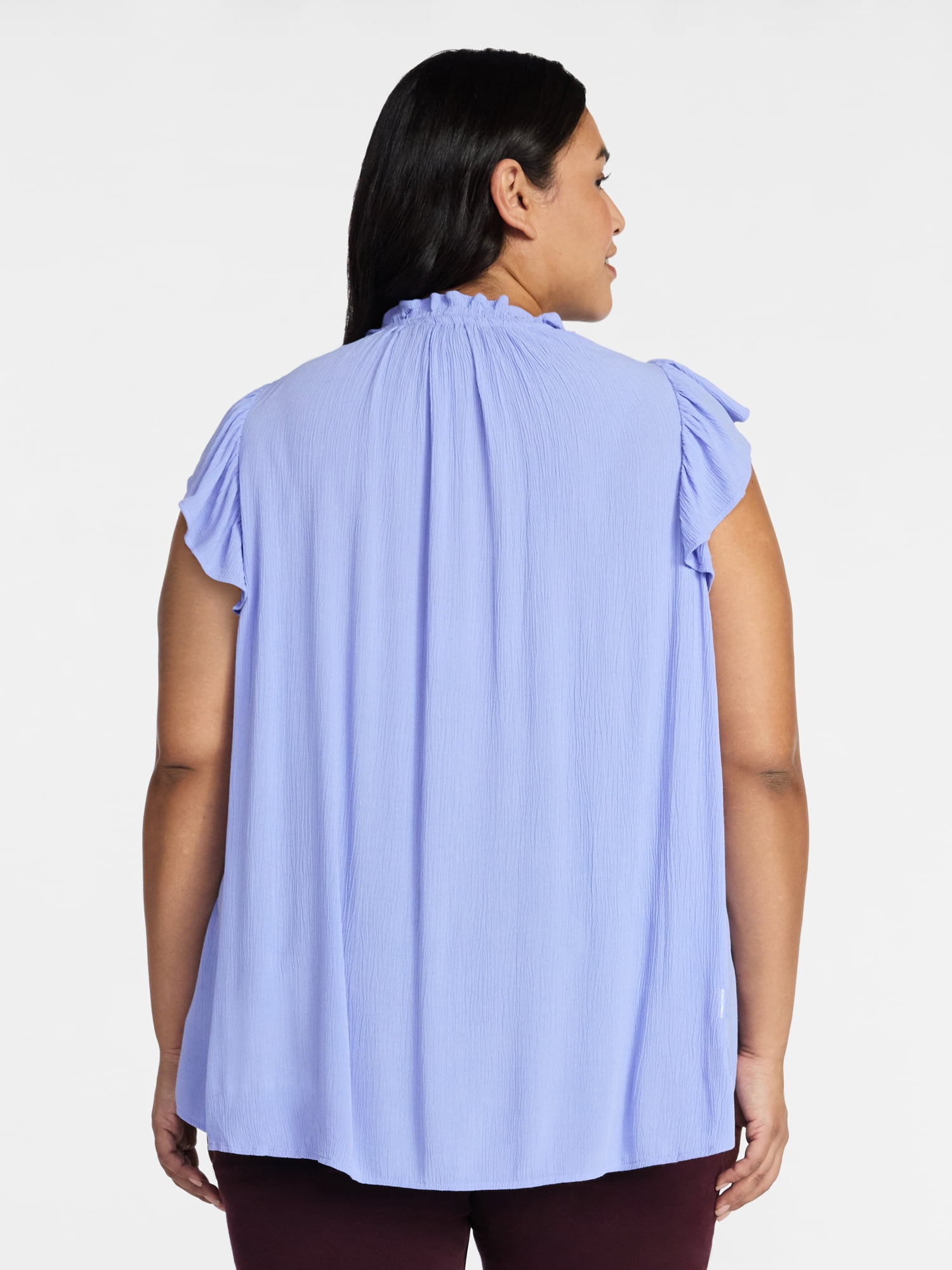 Terra & Sky Women's Plus Size Flutter Sleeve Blouse, Sizes 0X-5X