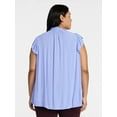 thumbnail image 3 of Terra & Sky Women's Plus Size Flutter Sleeve Blouse, Sizes 0X-5X, 3 of 5