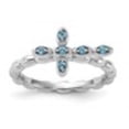 thumbnail image 4 of Auriga Fine Jewelry 925 Sterling Silver Rhodium-plated Blue Topaz Cross Ring for Women Size- 9, 4 of 6
