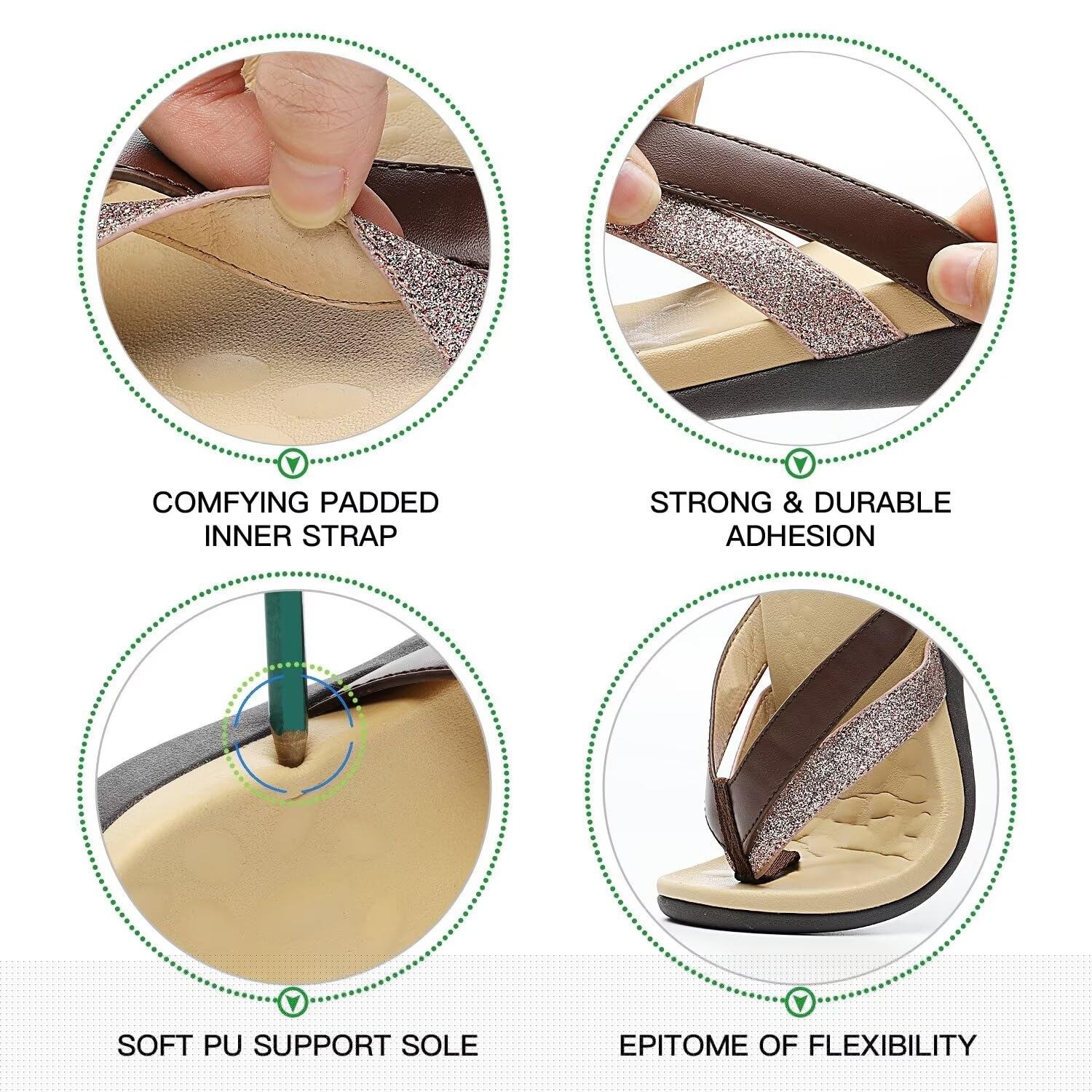 thumbnail image 4 of Comfortable Walking Flip Flops for Womens, Orthopedic Walking Sandals with Arch Support, Flat Feet Pain Relief Sandals for Beach, Summer, Pool, 4 of 5