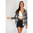 thumbnail image 2 of Black & Ivory Plaid Oversized Shacket - Women's Casual Button-Down Jacket, 2 of 4