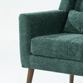 thumbnail image 5 of Mid Century Modern Accent Chair with Wood Legs, Tufted Upholstered Foam Filled Chairs, Comfy Reading Chair with Chenille Fabric ,Lounge Armchair for Living Room, Office and Bedroom, Blackish Green, 5 of 9
