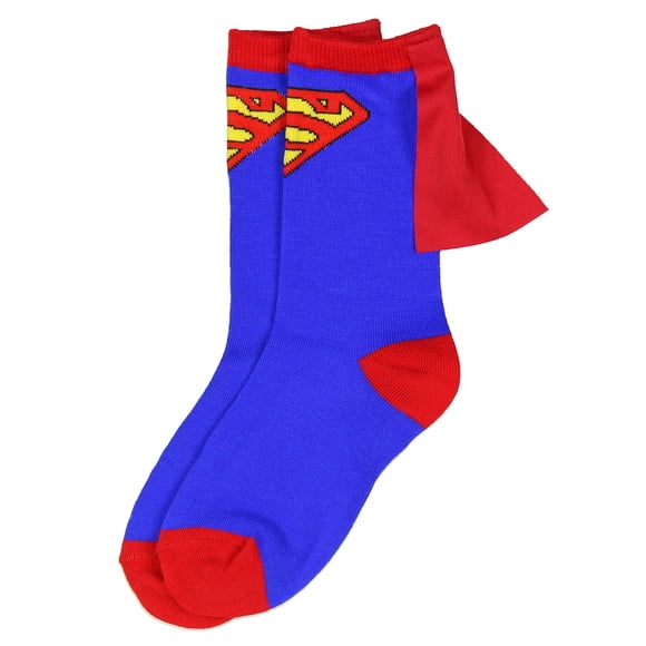 DC Comics Superman Blue Red Youth Boys Caped Crew Socks (7-9)