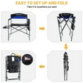 thumbnail image 6 of Open Box Padded Outdoor Folding Chair w/ Table & Pockets, Black/Blue (2 Pack), 6 of 12