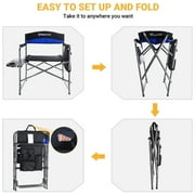 KingCamp Padded Outdoor Chair with Table and Pockets, Black/Blue (2 Pack)
