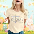 thumbnail image 4 of Easter T Shirts for Women Short Sleeve Crewneck Christian Bible Verse Risen Indeed Graphic Tees, 4 of 5