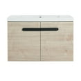 thumbnail image 2 of 30 Inch Floating Bathroom Vanity with Soft Close Doors & Light Oak Plywood Cabinet – Space-Saving Design for Small Bathrooms, Durable Metal Handles, Easy Assembly, 2 of 9