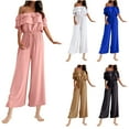 thumbnail image 1 of Sentmoon Combinaisons Habillées pour Femmes Tenues une Pièce pour Femmes Couleur Unie Taille Élastique Coupe Régulière Combinaisons et Salopettes pour Femmes Été pour Voyage et Tenue avec Leggings, 1 of 8