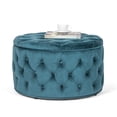 thumbnail image 6 of Homebeez Round Storage Ottoman Button Tufted Footrest Stool Coffee Table Children Sofa Stool,Blue, 6 of 7