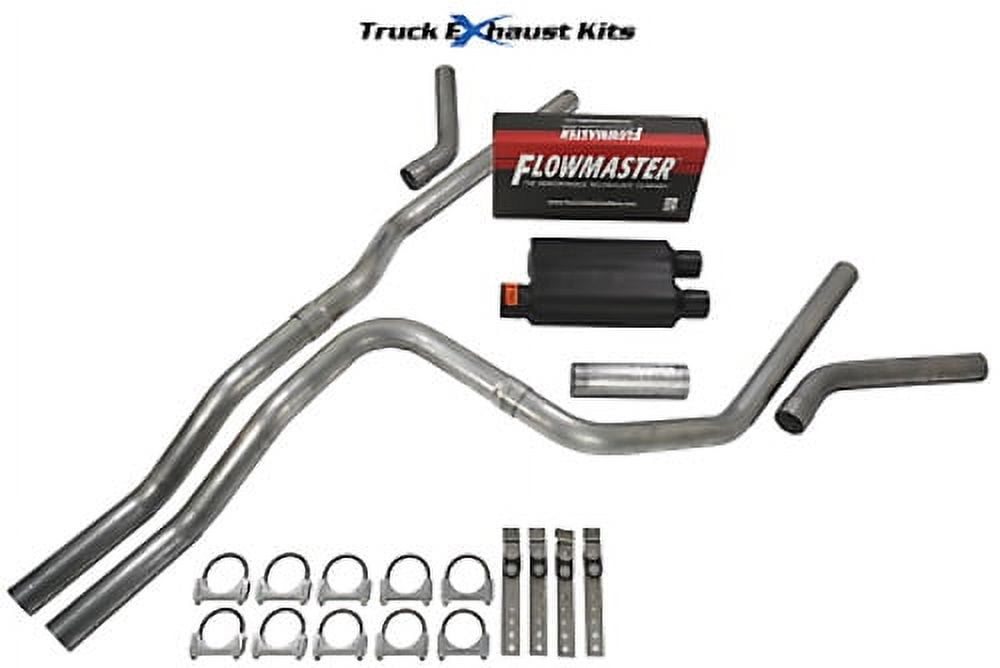 ショプラインデュアル3インチダッジ・ラム用1500 94'03'チェリー爆弾エクストリーム Truck Exhaust Kits - Shop Line Dual Exhaust Sytem 2.5 inch Aluminized Pipe  Cherry Bomb Salute Muffler Chrome Tips With Corner Exit Adapters