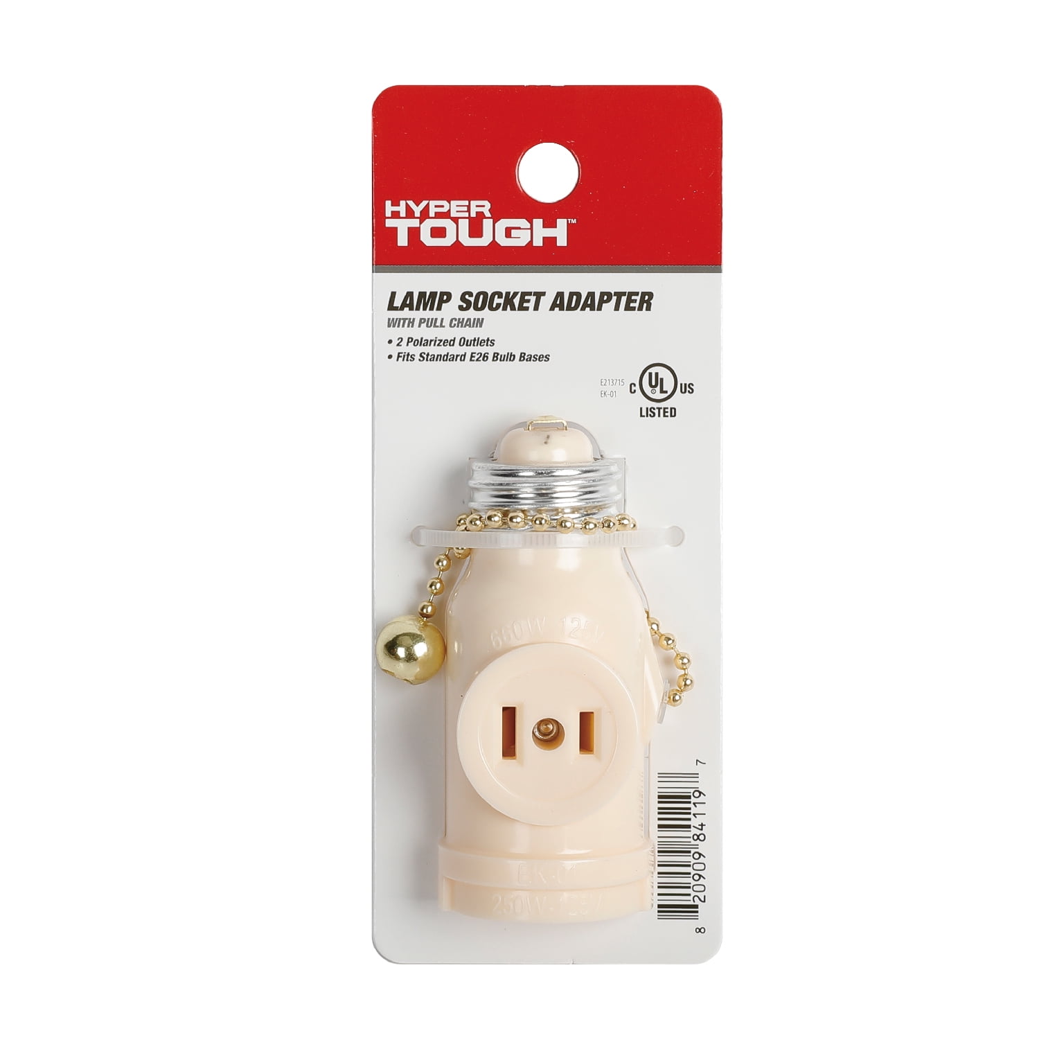 Hyper Tough Lamp Socket Adapter with Pull Chain