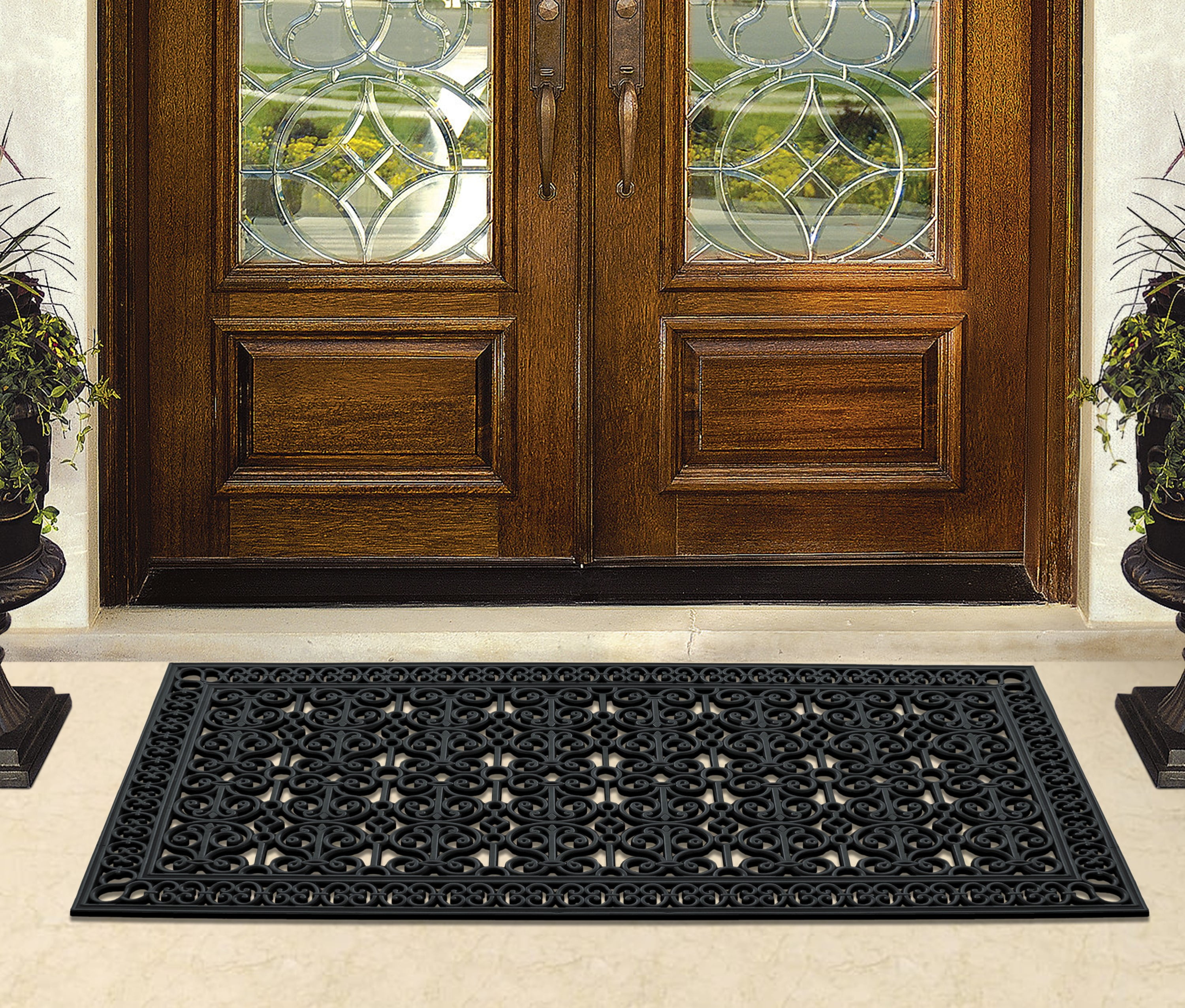 A1HC 34lb Heavy Duty Rubber Doormat 36"x72" - Won't Blow Away, Outdoor Front Door Mat, Mud Dirt Scraper, Non-Slip Drainage Mat for Entryway Patio Garage