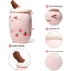 thumbnail image 3 of Peluche de 25 cm, pequeño juguete de peluche de té de burbujas de fresa rosa, mini animales de peluche de comida de té de leche suave y suave para bebés, niños, niños pequeños y adolescentes Rojo Verde, 3 of 5