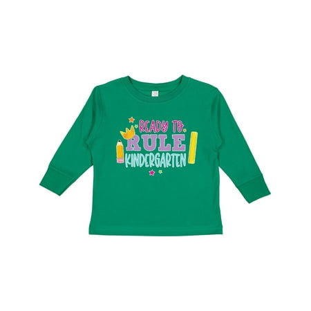 

Inktastic Ready To Rule Kindergarten Back to School Girls Long Sleeve Toddler T-Shirt