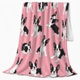 thumbnail image 2 of Playful Boston Terrier Repeating Pattern Pink, Playful Pet Portrait Pattern, Warm Flannel Blanket for Living Room and Bedroom, Dog Lovers Just Because Gift, Pet Lover Home Decor, 2 of 9