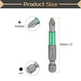 thumbnail image 2 of 2 piezas de punta de destornillador Phillips antideslizante PH2 1/4" vástago hexagonal 2" (50 mm) herramientas eléctricas, gris/verde, 2 of 7