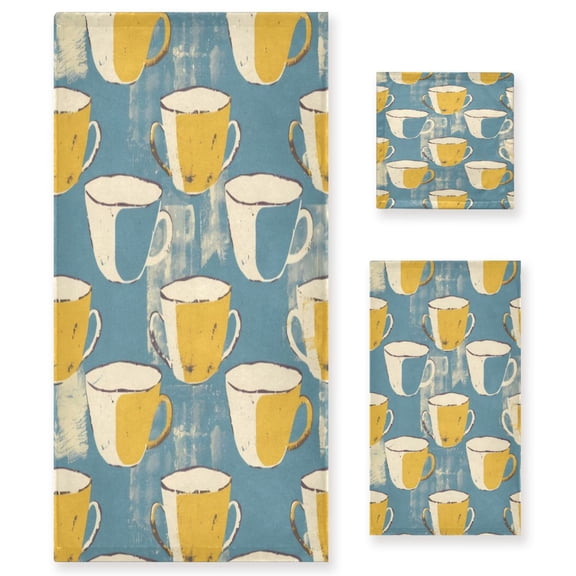 Three-Piece Towel Set Face Towel Towel Set Hand Towel Bath Towel Cotton Bath Towels Bath Towel Sets Hand Bath Towels Yellow Cup