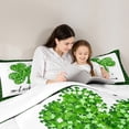 thumbnail image 6 of jejeloiu Four Leaf Clover Full Size Comforter Sets,Lucky St.Patrick'S Day Bedding Comforter Set,Green Black Check Bedding Sets For Kids,Ultra Soft Home Decor,3-Piece, 6 of 8
