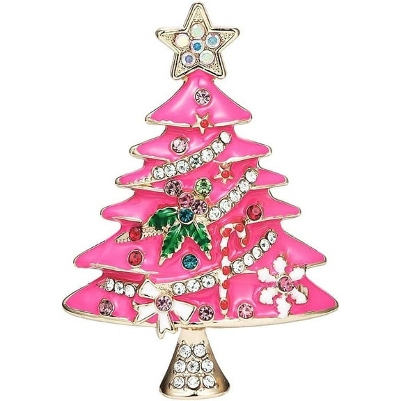 Christmas Brooch Pins Crystal Christmas Tree Snowflake Jingle Bell Reindeer Enamel Brooches Holiday Party Gift for Women Christmas Christmas Christmas