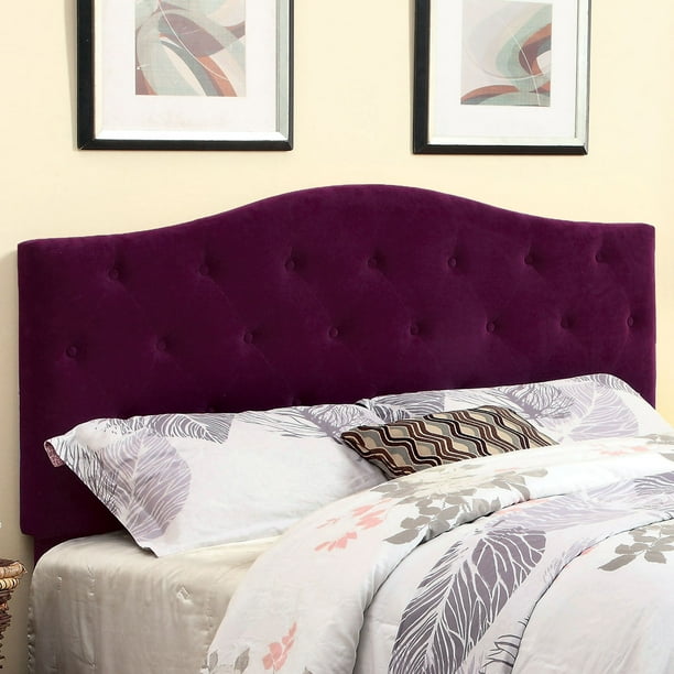 Furniture of America Bancroft Full/Queen Linenlike Fabric Headboard,Purple