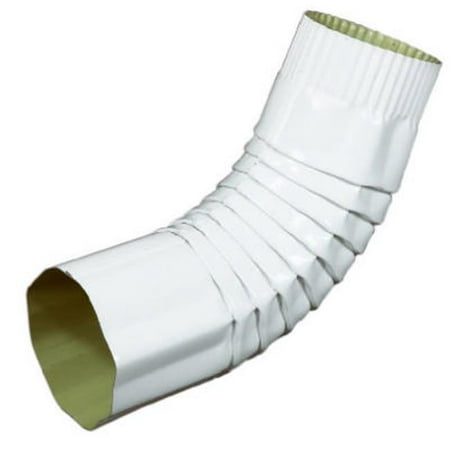AMERIMAX HOME PRODUCTS Gutter Elbow, Corrugated Round, White Aluminum, 3-In.