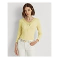 thumbnail image 3 of RALPH LAUREN Womens Yellow Fitted Button Front Long Sleeve V Neck Top M, 3 of 4
