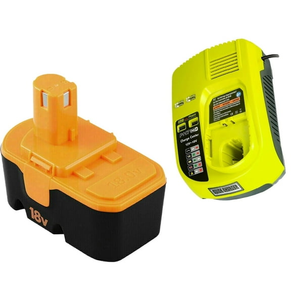 P100 4.8Ah Ni-Mh Replacement Battery Compatible with Ryobi One  18V Battery P100 with P117 Charger