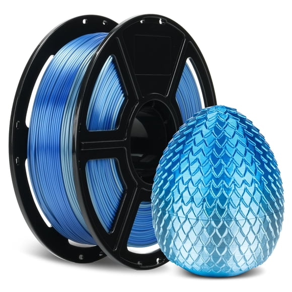 FLASHFORGE Filament Bicolore en Soie, Dégradé Bleu à Argent, Filament d'Imprimante 3D Changeant de Couleur Lisse 1kg (2.2lbs) Bobine, Filament d'Impression 3D Facile