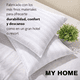thumbnail image 4 of Almohadas Hoteleras Premium - Relleno Microgel - Firmeza Media - Fundas Rayada Satinada - 100% Algodón - Pillow - Alta Caldiad - Color Blanco (4, Estándar), 4 of 5